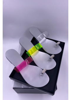 Jelly Sandals Women Summer Slippers Silver Sole Crystal Buckle Slipper