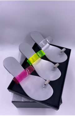 Jelly Sandals Women Summer Slippers Silver Sole Crystal Buckle Slipper