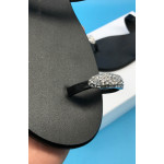 Cow Leather Women Crystal Buckle Flip Flops Beach Flat Sandals