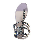 STUDDED NUDE-BLACK STRAPPY WOMEN FLAT SANDALS