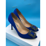  METALLIC JEWEL BUCKLED ROUND TOE WOMEN HEELS CUSTOMIZE
