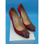  METALLIC JEWEL BUCKLED ROUND TOE WOMEN HEELS CUSTOMIZE