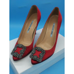  METALLIC JEWEL BUCKLED ROUND TOE WOMEN HEELS CUSTOMIZE