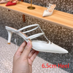 Women's White Pointed Toe T-Strap Slingback Mules VT26040