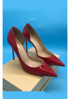 Classic Wine Red Thin Heel Pointed Toe Shoes Side open Dress Pumps