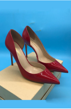 Classic Wine Red Thin Heel Pointed Toe Shoes Side open Dress Pumps